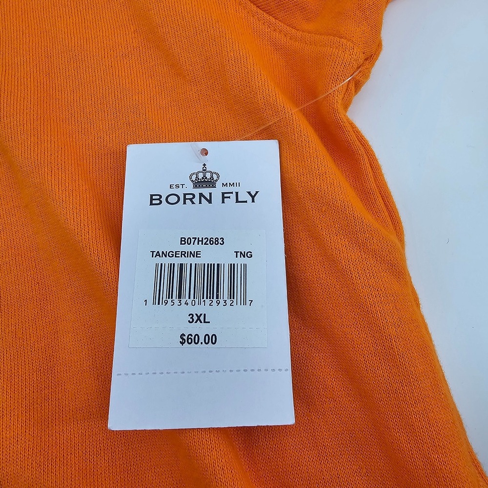 NWT Men's Born Fly Orange Graphic Hoodie Tangerine Pockets Size 3XL - Picture 5 of 8